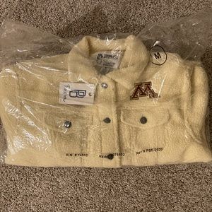 University of Minnesota Gophers fleece button up Sherpa jacket new with tags